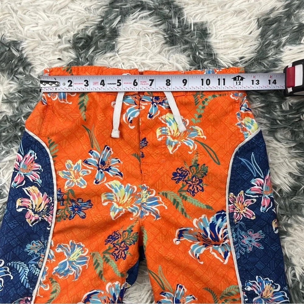 Tommy Bahama Kids Boys Orange Blue Floral Swim Trunks Size Medium